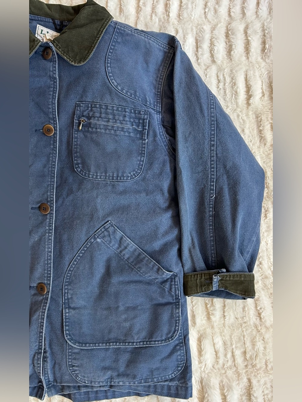 Made in USA LL Bean Vintage Chore Coat Barn Jacket Blue Womens M - Picture 5 of 16